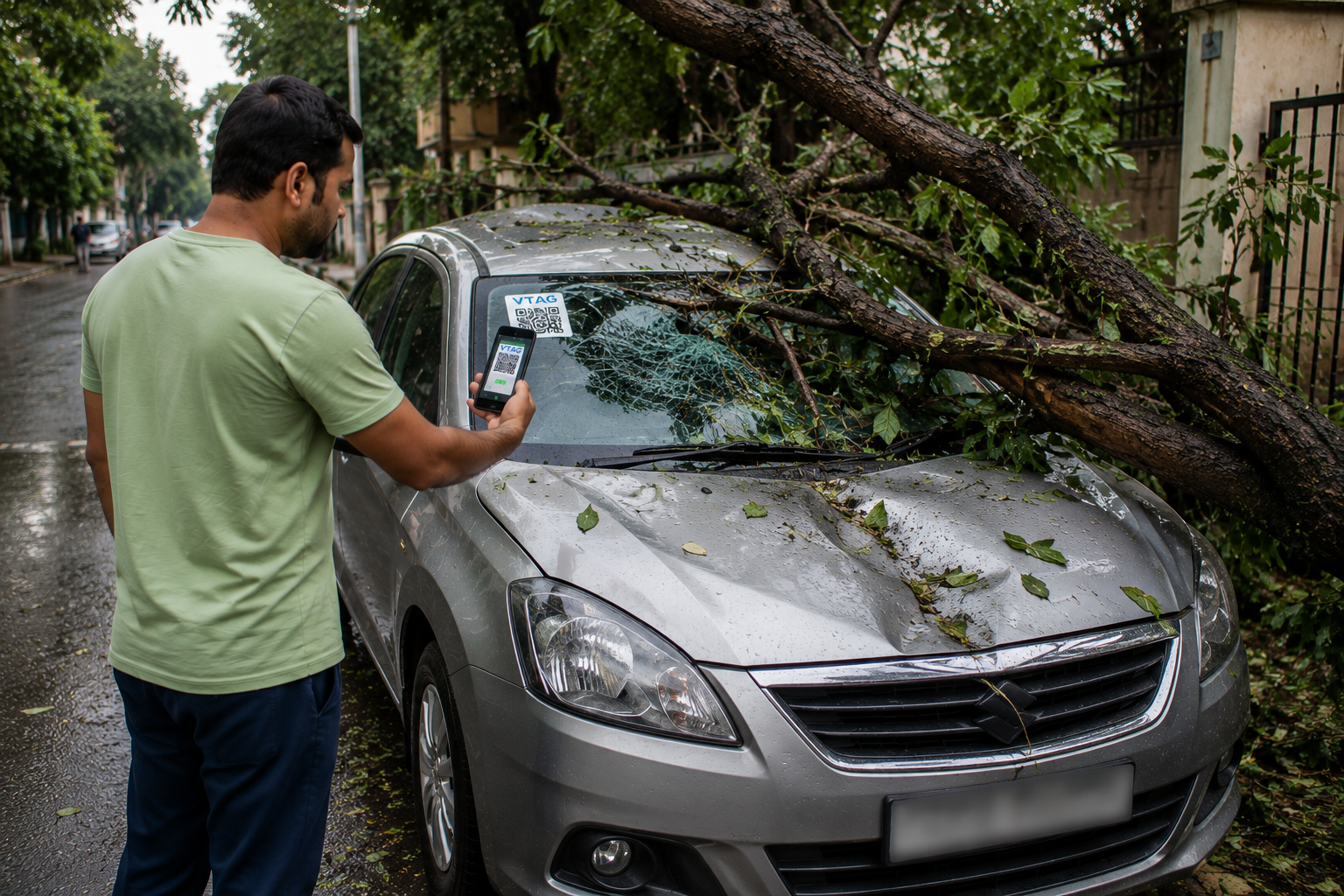 Tree Branch Or Hazard Near Vehicle