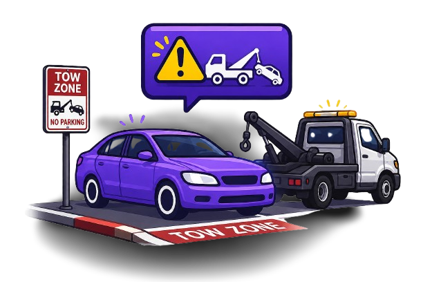 Parked in tow zone